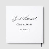 Just Married add couple name date year wedding sim Gästebuch (Rückseite)