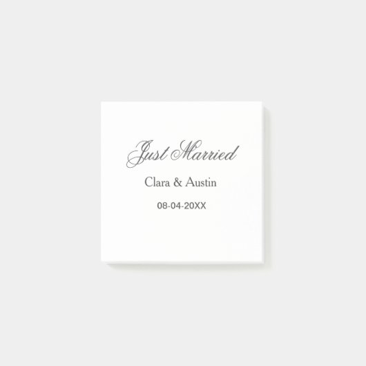 Just Married add couple name date year wedding sim Post-it Klebezettel (Vorderseite)