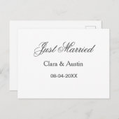 Just Married add couple name date year wedding sim Postkarte (Vorne/Hinten)