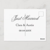 Just Married add couple name date year wedding sim Postkarte (Rückseite)