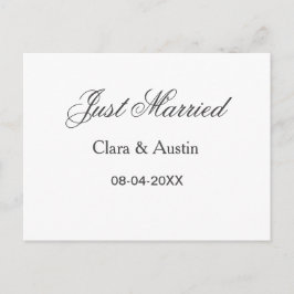 Just Married add couple name date year wedding sim Postkarte