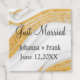 Just Married Agate mit Gold Bands Geschenkanhänger