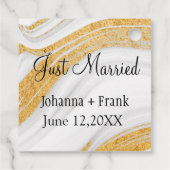 Just Married Agate mit Gold Bands Geschenkanhänger (Rückseite)