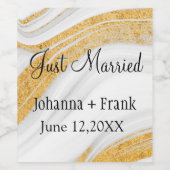 Just Married Agate mit Gold Bands Weinetikett (Einzelnes Label)