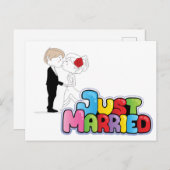 Just Married Ankündigung Postkarte (Vorne/Hinten)
