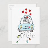 Just Married Ankündigungspostkarte (Vorne/Hinten)