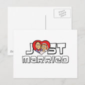 Just Married Ankündigungspostkarte (Vorne/Hinten)