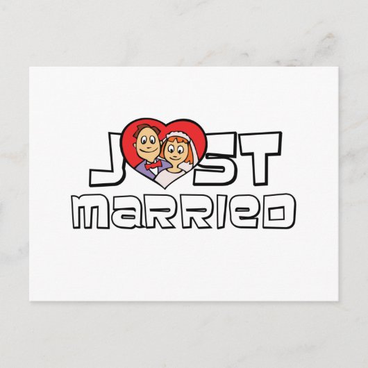 Just Married Ankündigungspostkarte (Vorderseite)
