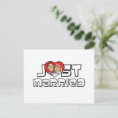 Just Married Ankündigungspostkarte (Stehend Vorderseite)