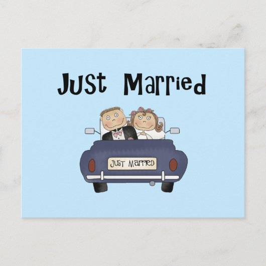 Just Married Ankündigungspostkarte (Vorderseite)