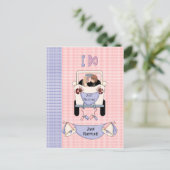 Just Married Ankündigungspostkarte (Stehend Vorderseite)