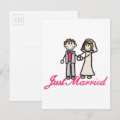 Just Married Ankündigungspostkarte (Vorne/Hinten)