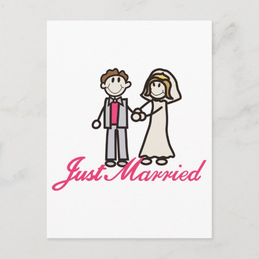 Just Married Ankündigungspostkarte (Vorderseite)