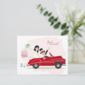 Just Married Ankündigungspostkarte (Stehend Vorderseite)