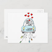 Just Married Ankündigungspostkarte (Vorne/Hinten)