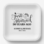 Just Married Any Year Anniversary Personalized Pappteller (Vorderseite)