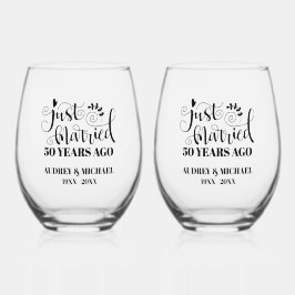 Just Married Any Year Anniversary Personalized Weinglas Ohne Stiel