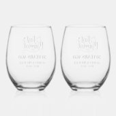 Just Married Any Year Anniversary Personalized Weinglas Ohne Stiel (Rückseite)