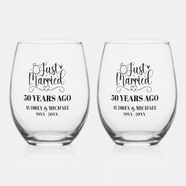 Just Married Any Year Anniversary Personalized Weinglas Ohne Stiel