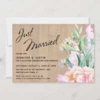 Just Married Artistic Watercolor Florals on Wood