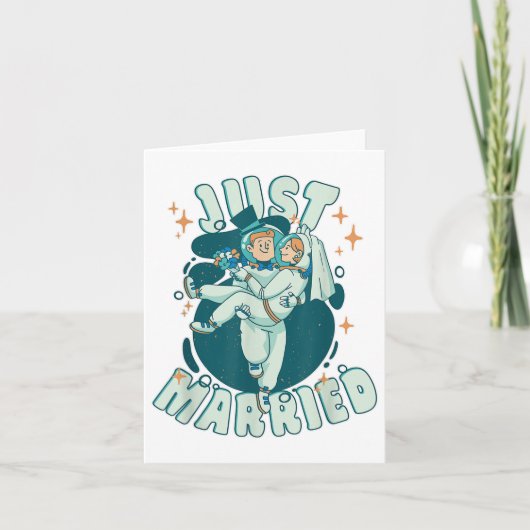 Just Married - Astronauten Funny Groom und Bride _ Karte (Vorderseite)