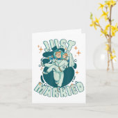 Just Married - Astronauten Funny Groom und Bride _ Karte (Gelbe Blume)