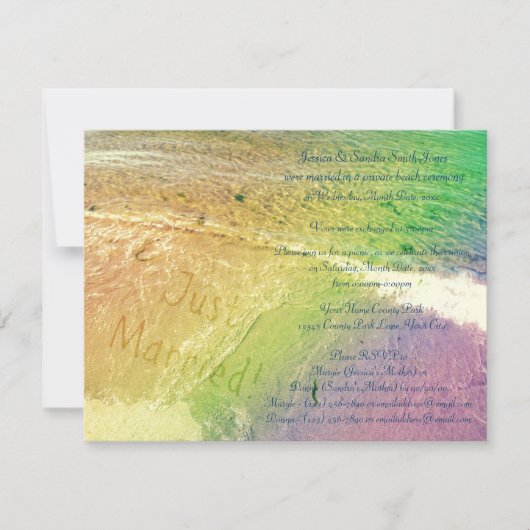 Just Married Beach Einladung (Vorderseite)