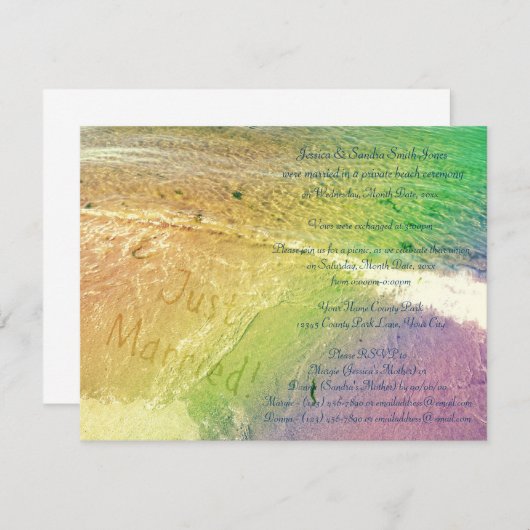 Just Married Beach Einladung (Vorne/Hinten)