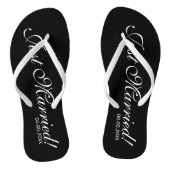 Just Married Beach Flip Flops für Braut und Bräuti Badesandalen (Fußbett)