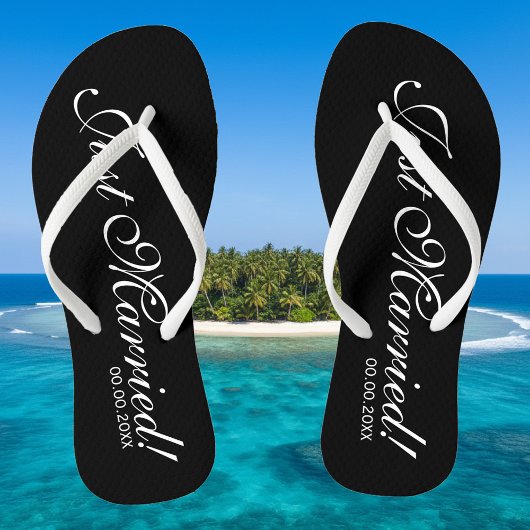 Just Married Beach Flip Flops für Braut und Bräuti Badesandalen