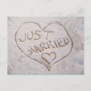 Just Married Beach Sand Schreiben Postkarte