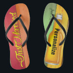 Just Married Beer Beach Badesandalen<br><div class="desc">Nur verheiratet! Bier kippt Flops für die Jungvermählten. Ideal für eine Hochzeitsreise am Strand. Personalisieren und hinzufügen von individuellen Namen und Hochzeitstag.</div>