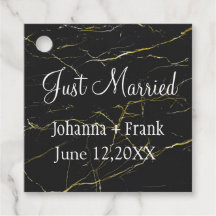 Just Married Black and Gold Marmor