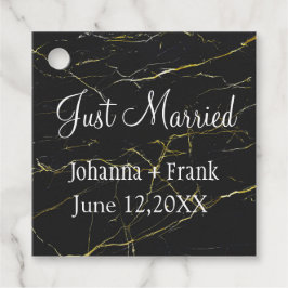 Just Married Black and Gold Marmor Geschenkanhänger