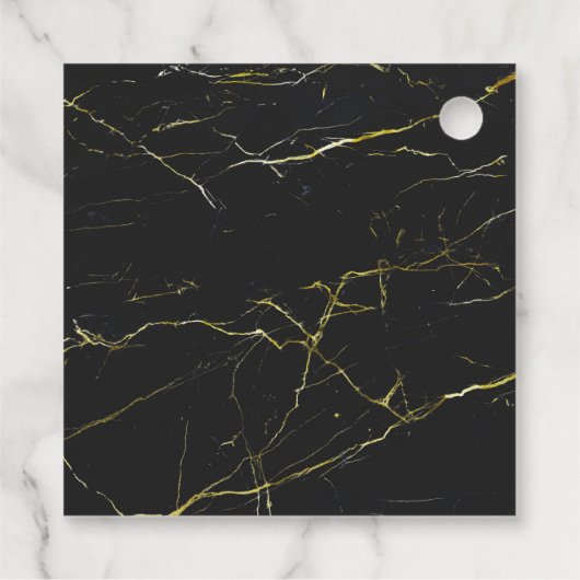 Just Married Black and Gold Marmor Geschenkanhänger (Rückseite)