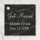 Just Married Black and Gold Marmor Geschenkanhänger (Vorderseite)