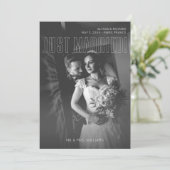 Just Married Black & White Foto Ankündigung (Stehend Vorderseite)
