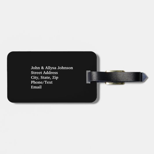 Just Married Black & White Wedding Gepäckanhänger (Rückseite horizontal)