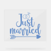 Just Married Blue Acrylschild (Vorderseite)