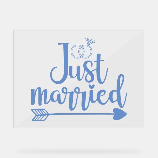 Just Married Blue Acrylschild (Vorderseite)