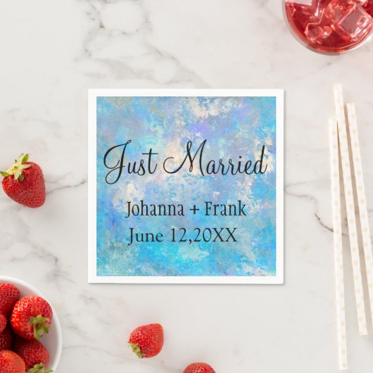Just Married Blue Serviette (Beispiel)