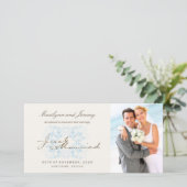 Just Married Blüh Wedding Foto Ankündigung (Stehend Vorderseite)