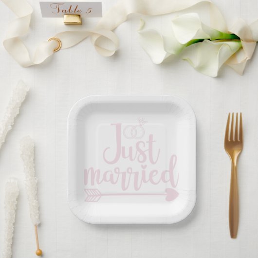 Just Married Blush Pappteller (Hochzeit)