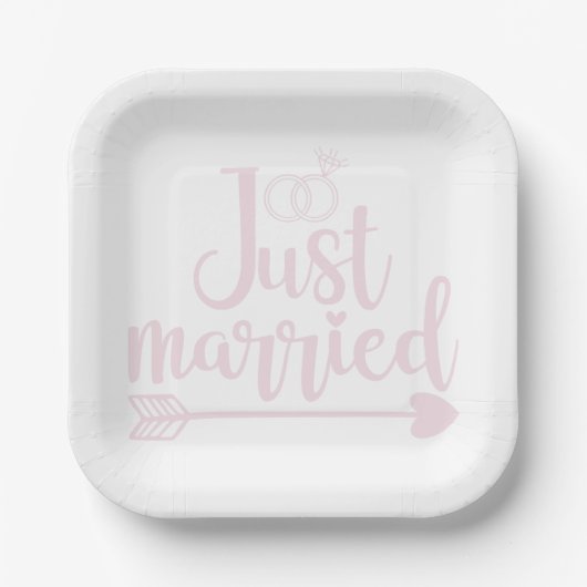 Just Married Blush Pappteller (Vorderseite)