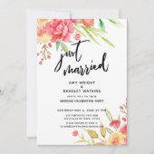 Just Married Boho Blume Hochzeitsempfang Einladung (Vorderseite)