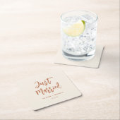 Just Married Boho Wüste Hochzeitsempfang Rechteckiger Pappuntersetzer (Vor Ort)