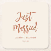 Just Married Boho Wüste Hochzeitsempfang Rechteckiger Pappuntersetzer (Vorderseite)