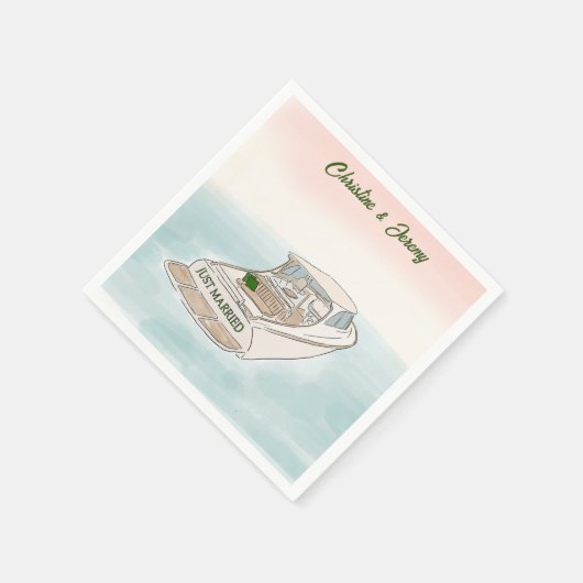 Just Married Bootcocktail Serviette (Ecke)