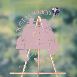 Just Married Bridal Bouquet Vintage Car Acrylic Acrylschild