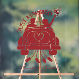 Just Married Bridal Bouquet Vintage Car Acrylschild
